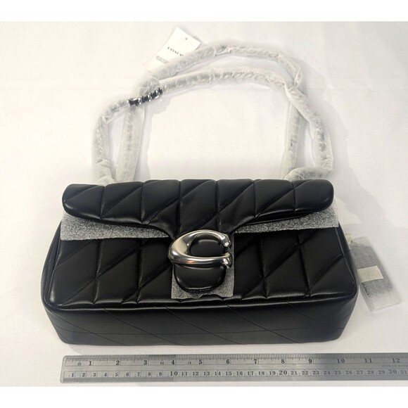 Coach Quilted Tabby Shoulder Bag 26  - Black & Silver, Chain Strap, Brand New - Picture 10 of 11